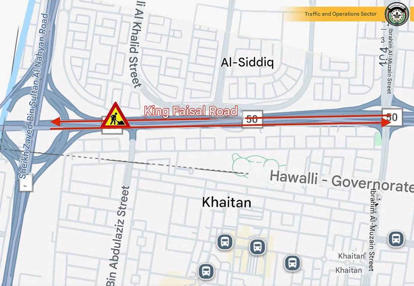 കിംഗ് ഫൈസൽ റോഡിൽ 21 ദിവസത്തേക്ക് ഗതാഗത നിയന്ത്രണം; അറേബ്യൻ ഗൾഫ് സ്ട്രീറ്റ് താൽക്കാലികമായി തുറക്കും