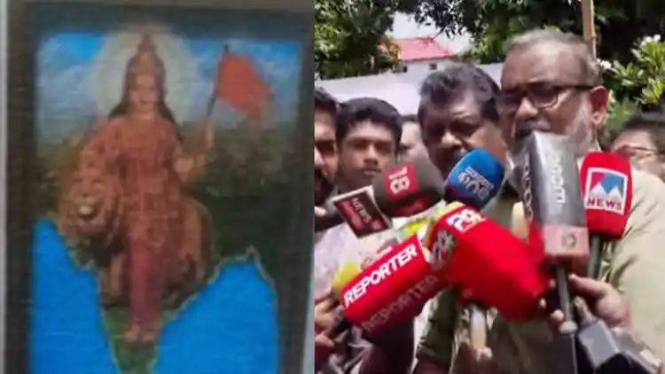 വേദിയില്‍ കാവിക്കൊടി പിടിച്ച ഭാരതാംബയുടെ ചിത്രം, രാജ്ഭവനിലെ പരിസ്ഥിതിദിനാഘോഷ പരിപാടി മാറ്റി സര്‍ക്കാര്‍; വിവാദം