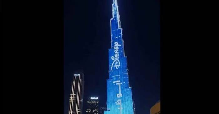 Disneyland Abu Dhabi Officially Announced as Burj Khalifa Lights Up in Disney Blue